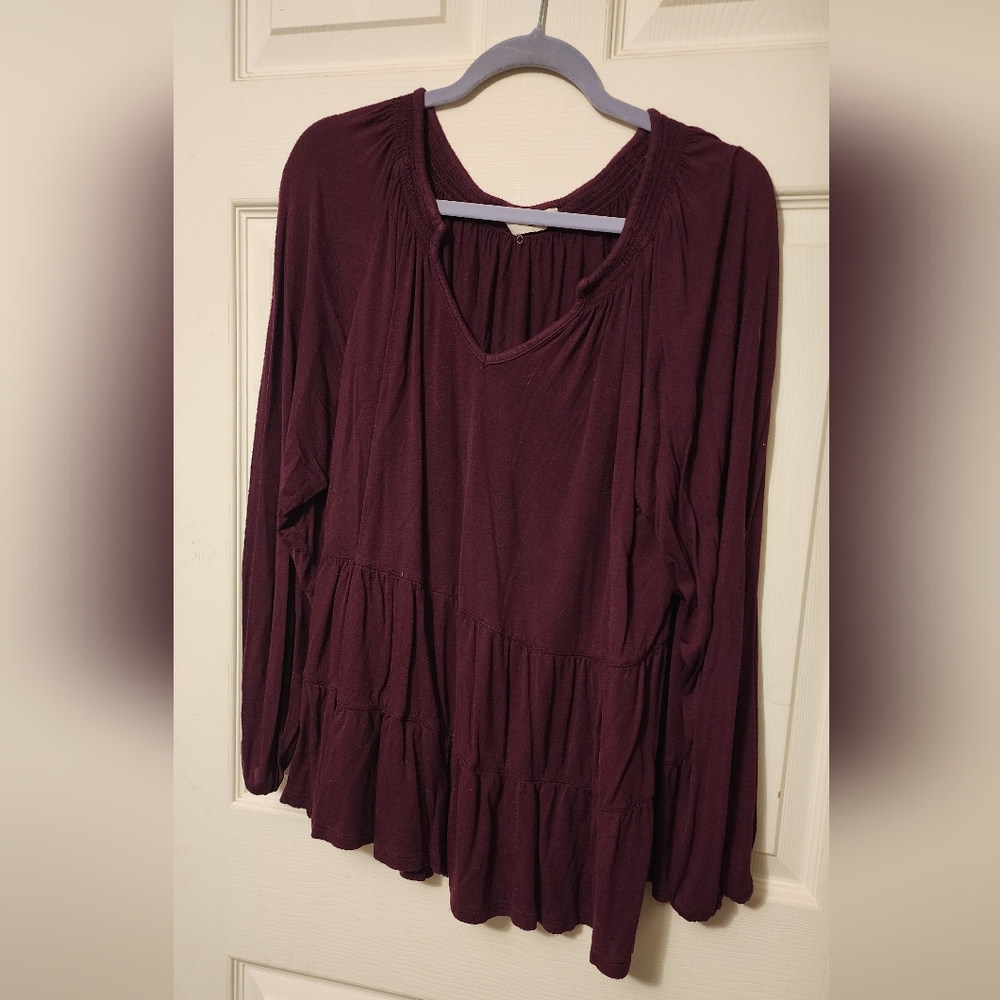 Terra & Sky Deep Burgundy Blouse